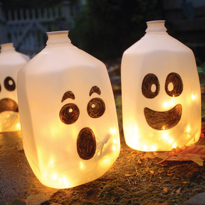 DIY Glowing Milk Jug Ghosts