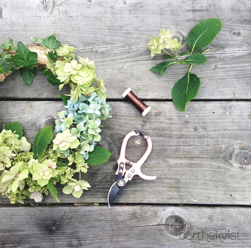 DIY lav en smuk hortensia krans Foto og styling Dorthe Kvist Meltdesignstudio b